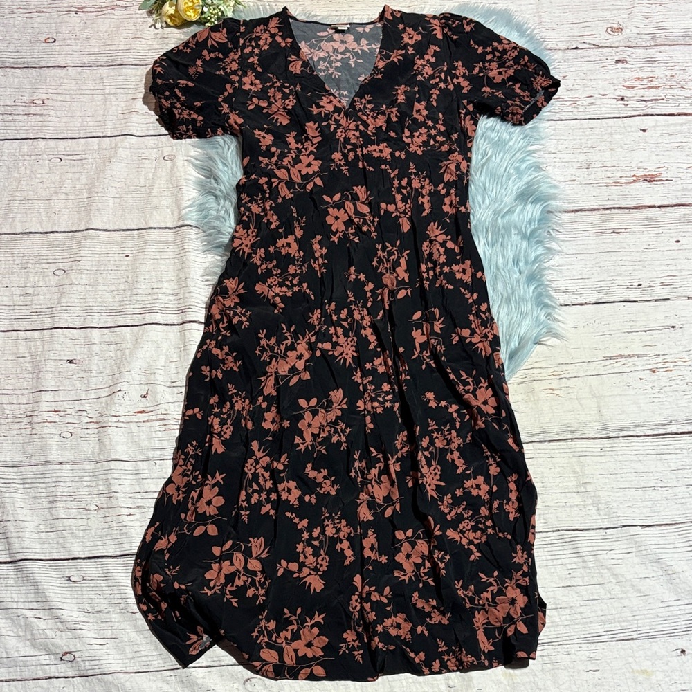 Black Maxi Dress with Floral Print Size L